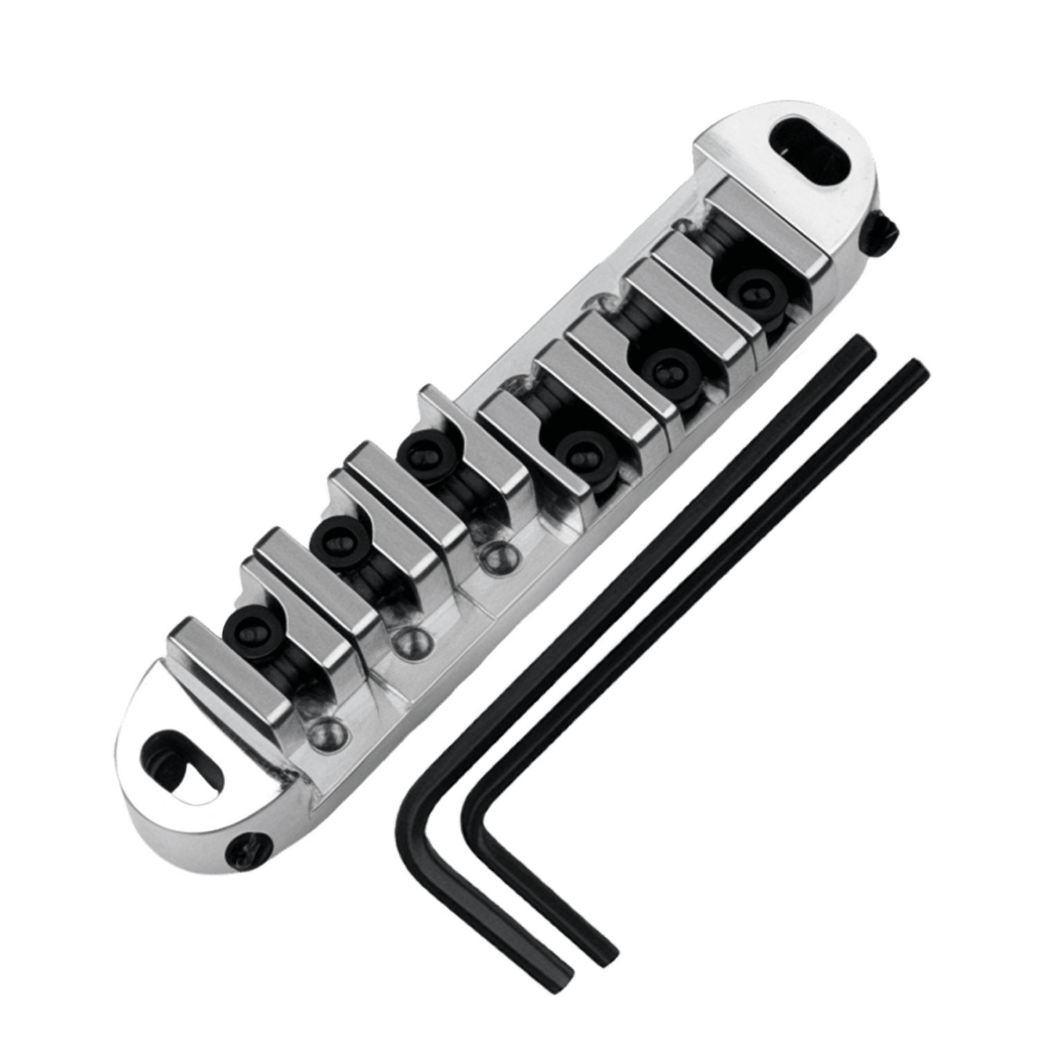 LOOKSEVEN Roller Saddle Tune-O-Matic Guitar Bridge for Electric Guitar, 6-String Roller Bridge with 2 Allen Wrenches (2mm & 2.5mm),-Chrome