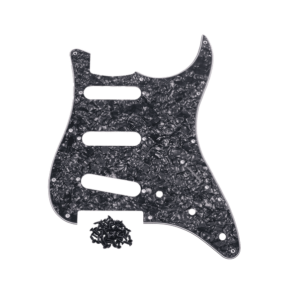 LOOKSEVEN SSS 11-Hole ST Style Guitar Pickguard Pick Guard Scratch Plate Multicolors-Black Pearl