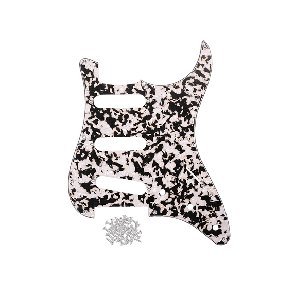 LOOKSEVEN SSS 11-Hole ST Style Guitar Pickguard Pick Guard Scratch Plate Multicolors-Black&white Leopard Print