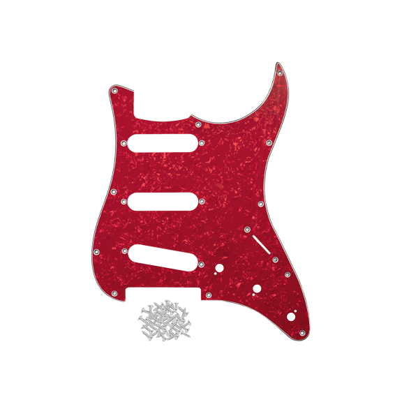 LOOKSEVEN SSS 11-Hole ST Style Guitar Pickguard Pick Guard Scratch Plate Multicolors-Red Pearl