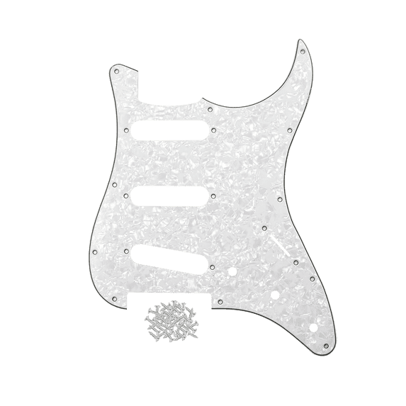LOOKSEVEN SSS 11-Hole ST Style Guitar Pickguard Pick Guard Scratch Plate Multicolors-White Pearl