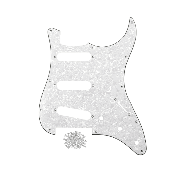 LOOKSEVEN SSS 11-Hole ST Style Guitar Pickguard Pick Guard Scratch Plate Multicolors-White Pearl