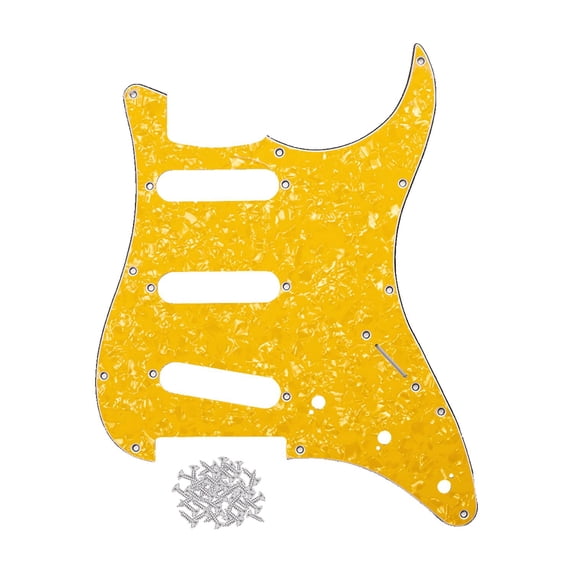 LOOKSEVEN SSS 11-Hole ST Style Guitar Pickguard Pick Guard Scratch Plate Multicolors-Yellow Pearl