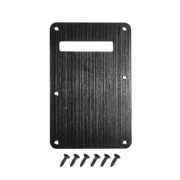 LOOKSEVEN Single Slot Aluminum Tremolo Back Plate Vintage Style Cover Replacement for ST SQ Type Electric Guitars 9 Color Options-Black
