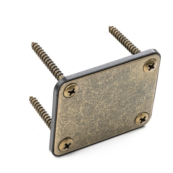 LOOKSEVEN Vintage Age Relic Electric Guitar Neck Plate Mounting & Screws For Strat Tele-Bronze-Age Relic