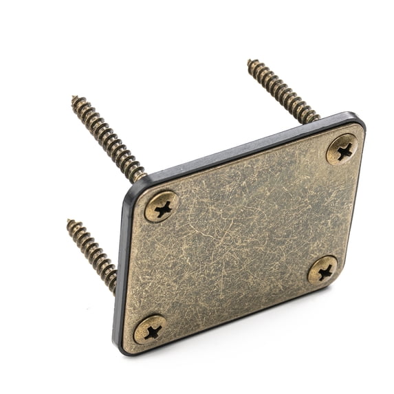 LOOKSEVEN Vintage Age Relic Electric Guitar Neck Plate Mounting & Screws For Strat Tele-Bronze-Age Relic