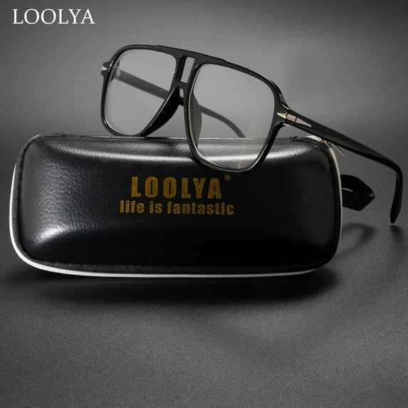 LOOLYA High-end Glasses Case and Cloth, New European and American Fashion Glasses for Men and Women, Dust-proof Glasses Net Red Style, Steam Punk Retro Party Casual