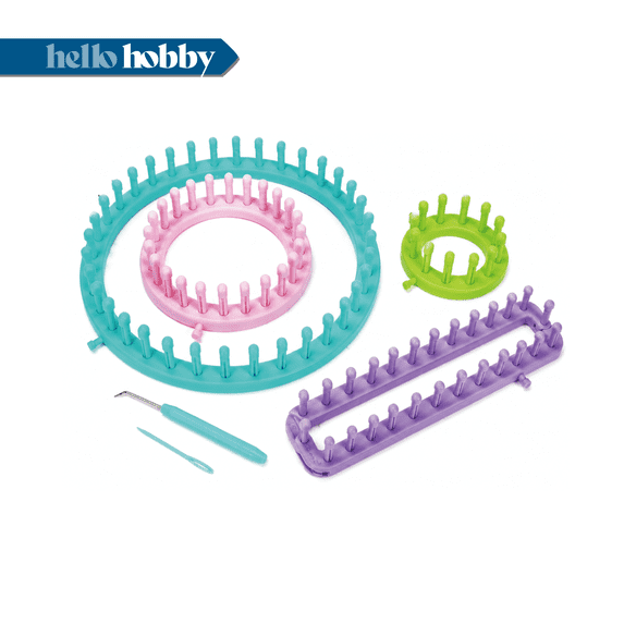 Hello Hobby Assorted Plastic Knitting Loom Kit, 6-Piece Set
