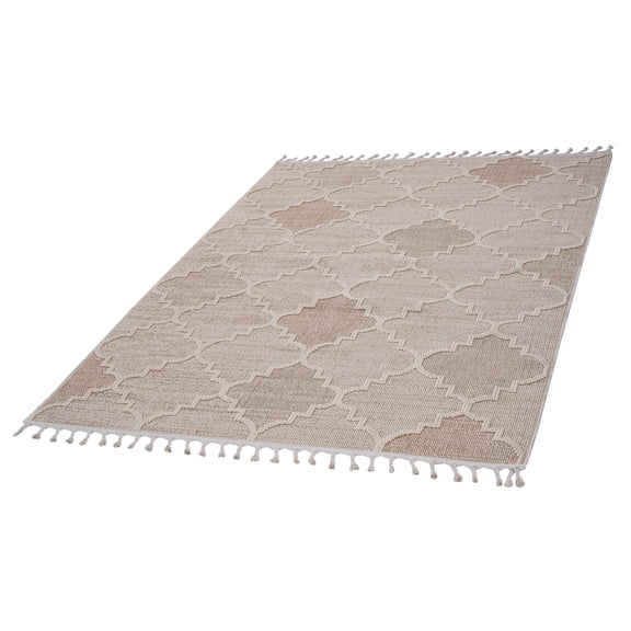 LOOM & LUXE Collection 8X10 Cream /Trellis Indoor/Outdoor Area Rug