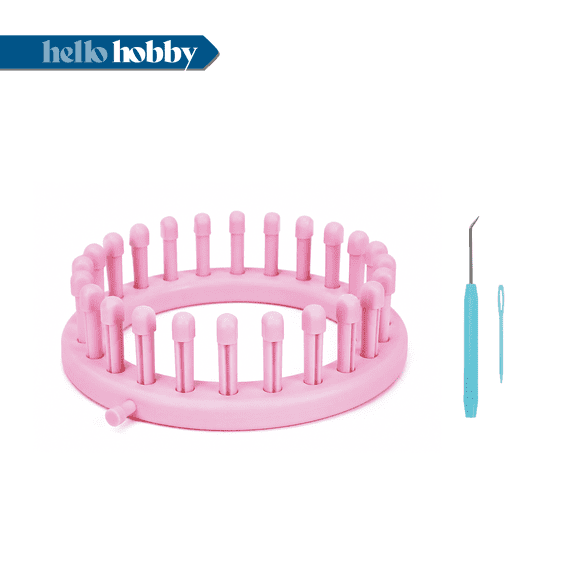 Hello Hobby Small Round Knitting Loom Kit, 5.5-Inch, 24-Peg, 3-Piece Set