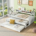 thumbnail image 1 of LOOM Twin XL Wood Daybed with 2 Trundles,3 Storage Cubbies,1 Light for Free and USB Charging Design,White, 1 of 9