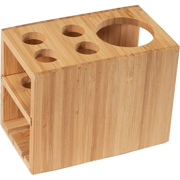 LOOMHOME Bamboo Toothbrush Holder for Bathroom, Holds 4 Toothbrushes and 1 Toothpaste, Natural Bamboo Toothbrush Organizer with Ventilated Storage, Easy to Clean Bathroom Countertop Organizer