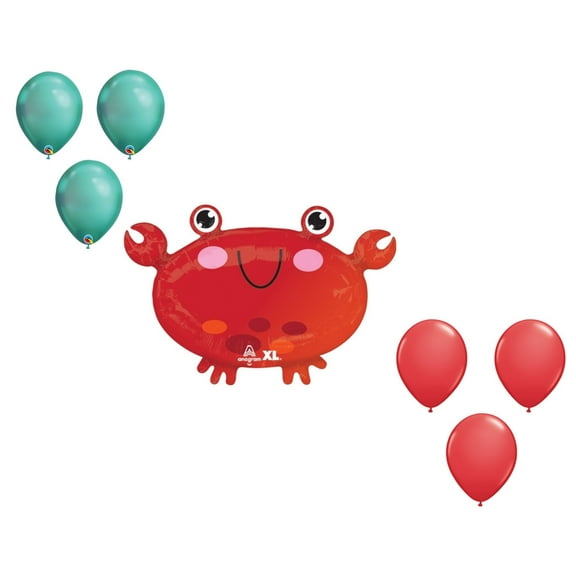 LOONBALLOON 17 Inch Crab Balloon Medium Shape Set (6x latex)