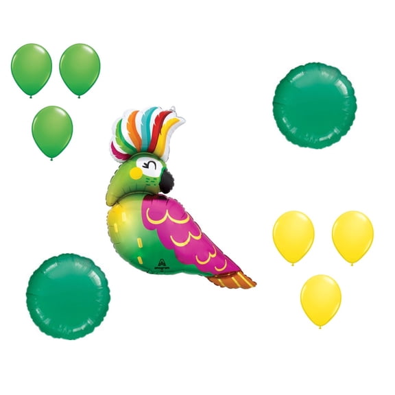 LOONBALLOON 31 Inch Tropical Parrot Balloon Medium Shape Set (6x latex 2x shape)