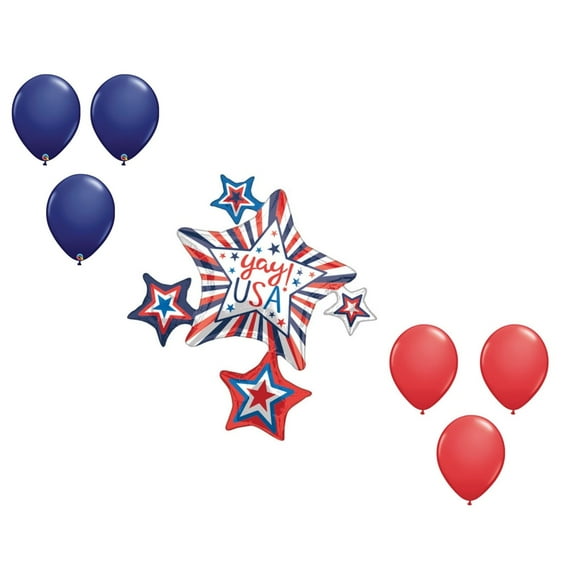 LOONBALLOON 35 Inch USA YAY Star Cluster Balloon Shape Set (6x latex)