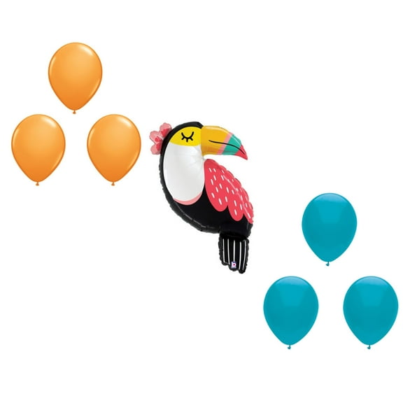 LOONBALLOON 39 Inch Summer Toucan Balloon Medium Shape Set, 39 Inch Summer Toucan Balloon and 6x latex