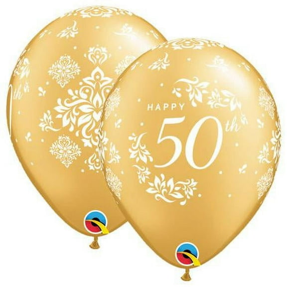 LOONBALLOON (50x pcs ) Gold Anniversary Balloons, 11 50TH ANNIVERSARY DAMASK