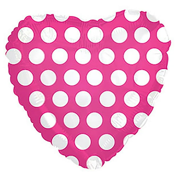 LOONBALLOON Baby Girl Balloons, 17″ HOT PINK W/ WHITE POLKA DOT