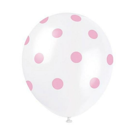 LOONBALLOON Baby-Shower Balloons, 12 WHITE WITH PINK POLKA DOTS BALLOON (6 PK)
