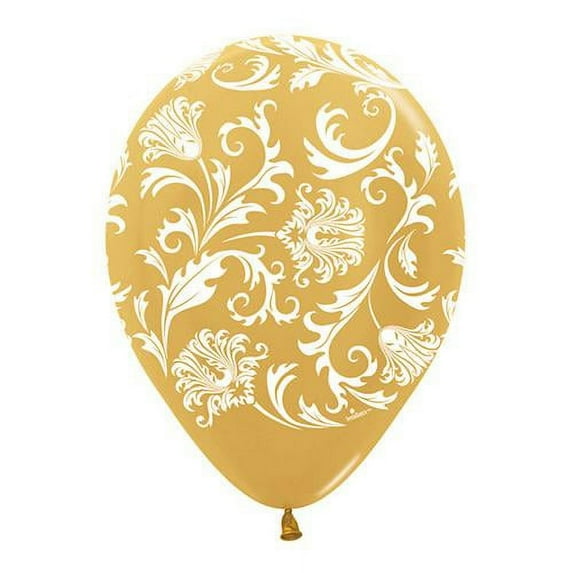 LOONBALLOON Bachelorette Balloons, 11″ DAMASK - METALLIC GOLD