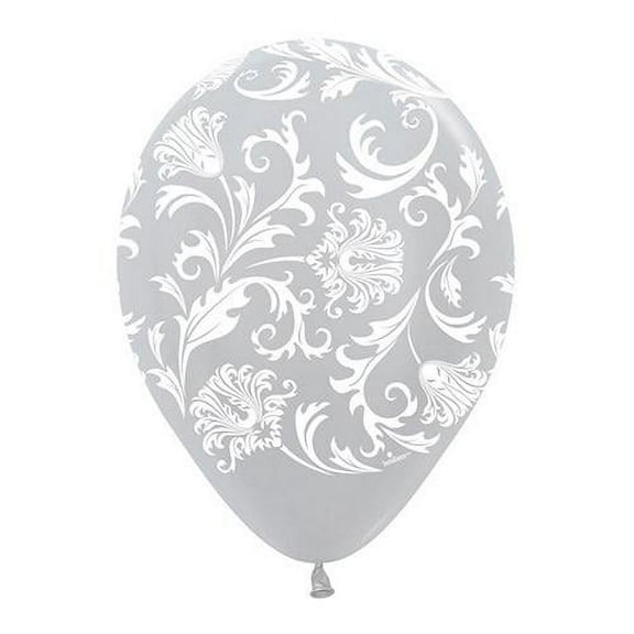 LOONBALLOON Bachelorette Balloons, 11 DAMASK - METALLIC SILVER