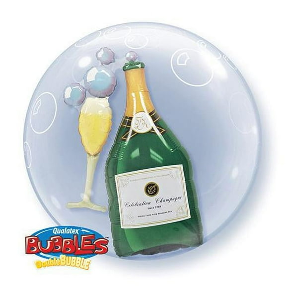 LOONBALLOON Bachelorette Balloons, 24 DOUBLE BUBBLE - BUBBLY WINE BOTTLE & GLASS