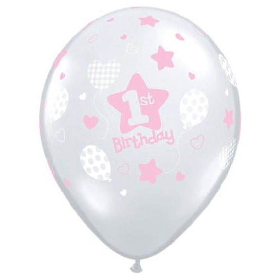 LOONBALLOON Birthday Baby for Her Balloons, 11″ 1ST BIRTHDAY SOFT PATTERNS - GIRL