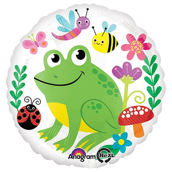 LOONBALLOON Birthday Bugs-Butterflies Balloons, 18 HAPPY FROG & FRIENDS