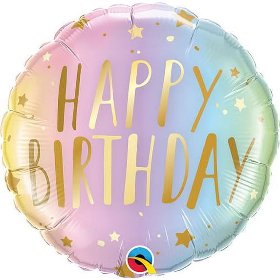LOONBALLOON Birthday General Balloons, 18″ BIRTHDAY PASTEL OMBRE & STARS