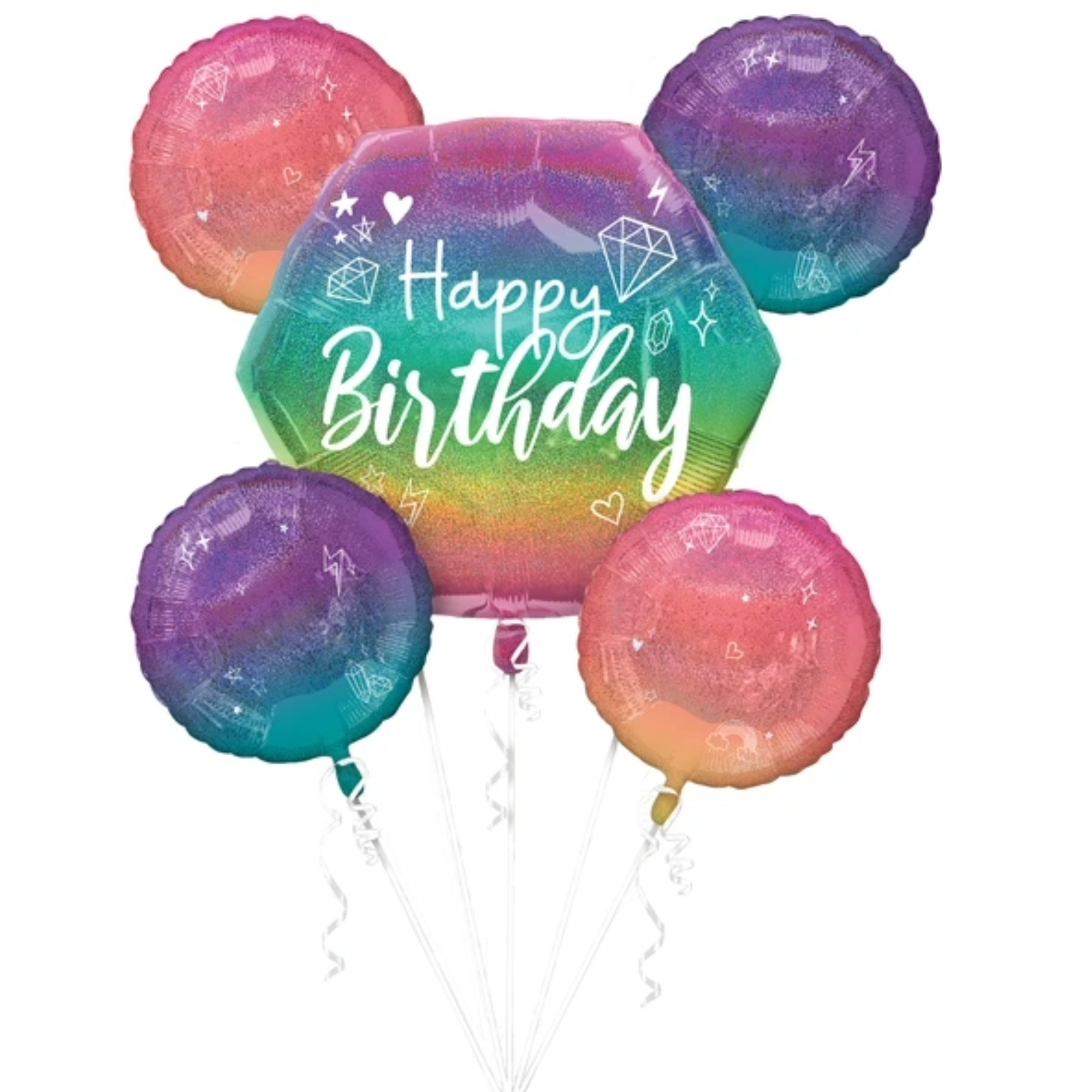 LOONBALLOON Birthday Sparkle Holographic Balloon Bouquet Kit – Premium ...
