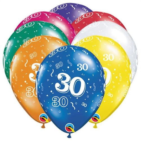 LOONBALLOON Birthday-age-related Balloons, 11 30-A-ROUND - JEWEL ASSORTMENT
