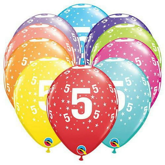 LOONBALLOON Birthday-age-related Balloons, 11″ STARS #5-A-ROUND (6 PK)