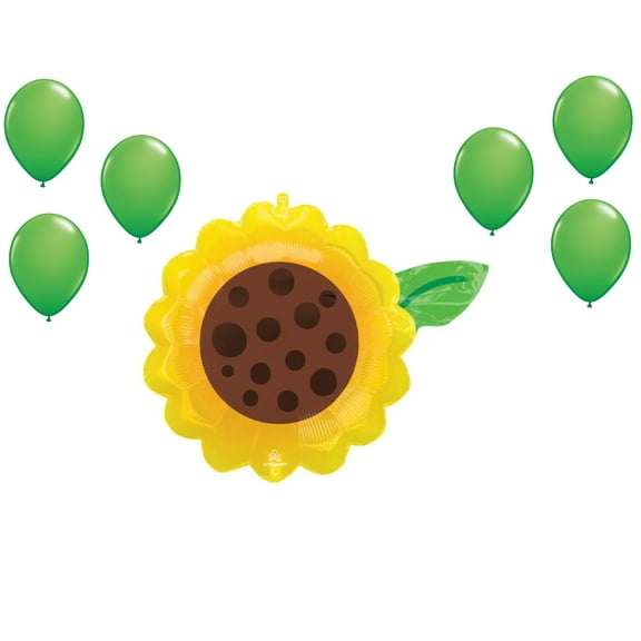 LOONBALLOON Flower Day Theme Balloon Set, 19 inch SUNFLOWER , 6x latex