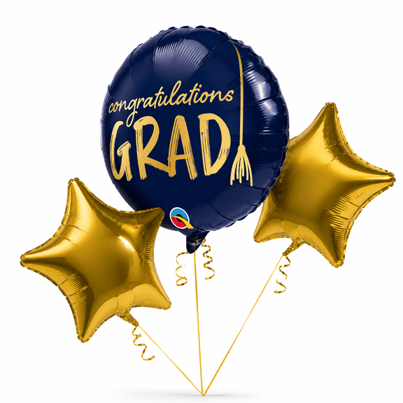 LOONBALLOON Graduation Grad Theme Balloon Set, Standard Grad Congratulations Tassel Balloon, Star Foil
