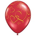 thumbnail image 1 of LOONBALLOON Hearts Balloons, 11″ ROMANTIC HEARTS GOLD - RUBY RED, 1 of 1