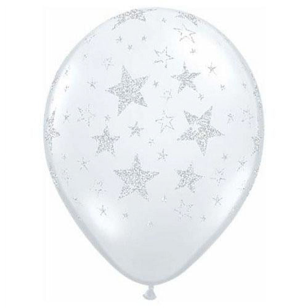 LOONBALLOON Hollywood Balloons, 11 GLITTER STARS & STARS-A-ROUND - DIAMOND CLEAR