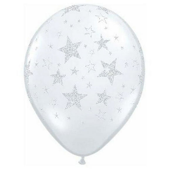 LOONBALLOON Hollywood Balloons, 11 GLITTER STARS & STARS-A-ROUND - DIAMOND CLEAR