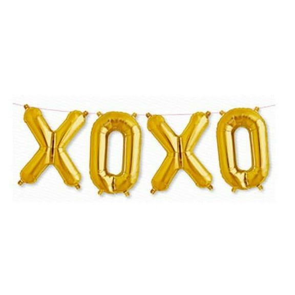 LOONBALLOON Love Balloons, 16 XOXO KIT - GOLD (AIRFILL ONLY)