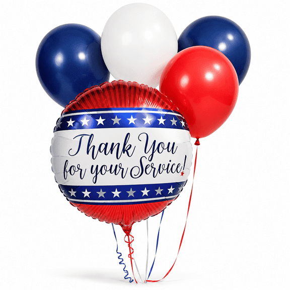 LOONBALLOON Patriotic Thank You for Your Service Balloon Set with 4 Latex