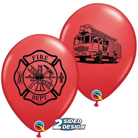 LOONBALLOON Planes-trains-automobiles Ballons, 11″ FIRE DEPT.