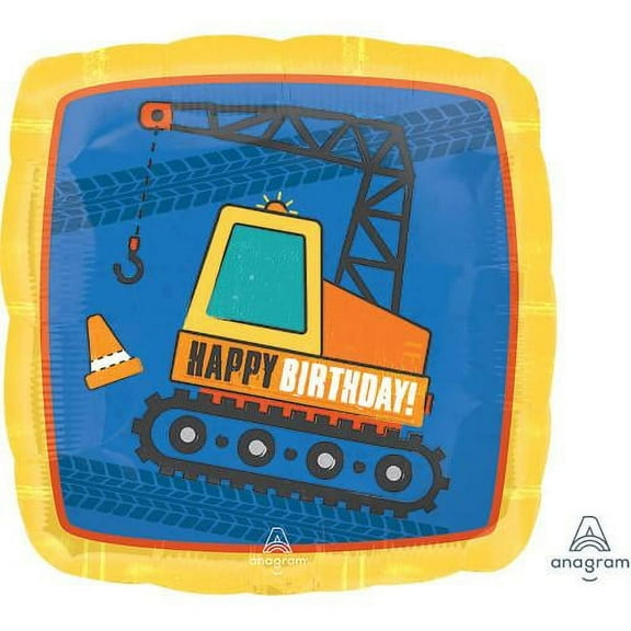 LOONBALLOON Planes-trains-automobiles Ballons, 18 CONSTRUCTION HAPPY BIRTHDAY
