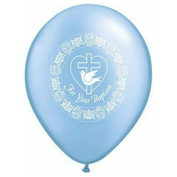 LOONBALLOON Religious Balloons, 11″ FOR YOUR BAPTISM DOVE - PEARL AZURE