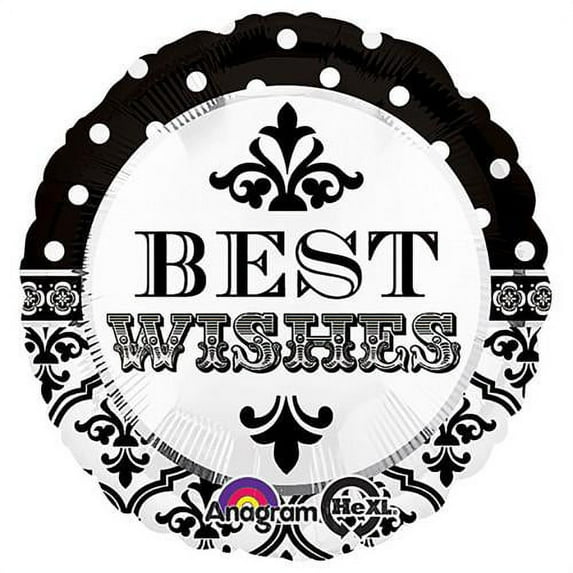 LOONBALLOON Sentiments Balloons, 18″ DAMASK & DOTS BEST WISHES