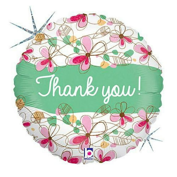 LOONBALLOON Sentiments Balloons, 18″ FLORAL THANK YOU