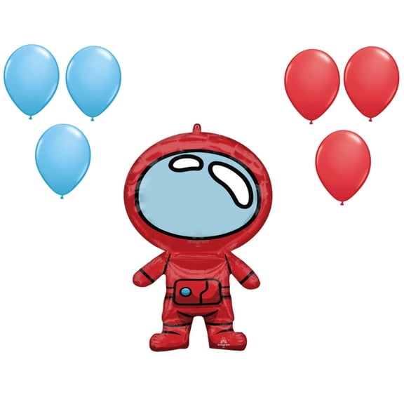 LOONBALLOON Space, Alien, Rocket Theme Balloon Set, 30 inch SPIES IN SPACE SUPERSHAPE and 6x latex balllons