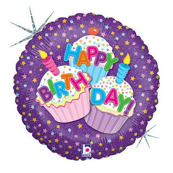 LOONBALLOON Sweets-Candy Balloons, 18″ HAPPY BIRTHDAY CUPCAKE