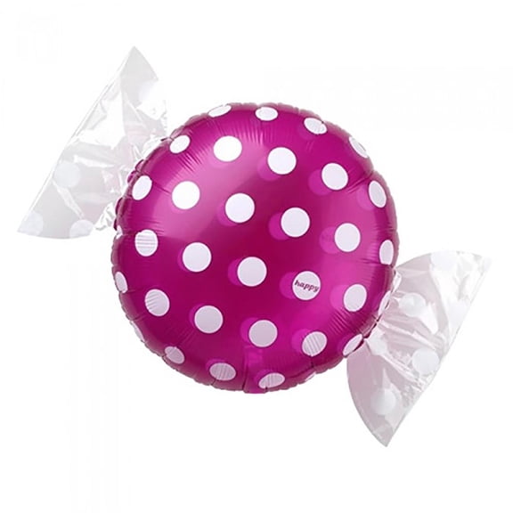 LOONBALLOON Sweets-candy Balloons, 18 CANDY W/ WRAPPER ENDS - PURPLE W/ WHITE POLKA DOTS