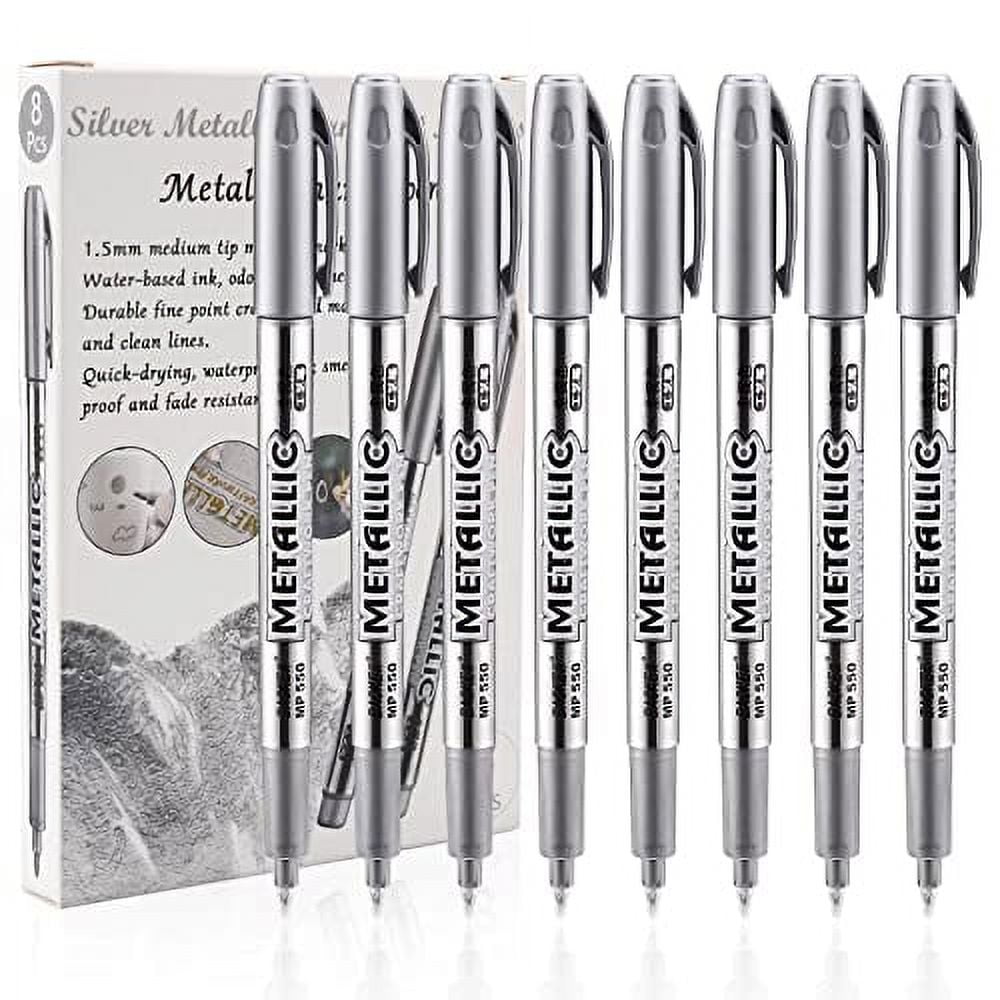 LOONENG Silver Permanent Marker, Fine Point Silver Markers Permanent