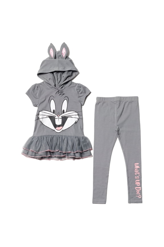 Bugs Bunny Toddler Girls Cosplay T-Shirt Dress and Leggings Outfit Set Toddler to Big Kid