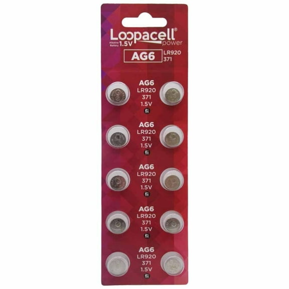 LOOPACELL 10 Pack AG6 LR920 371 Alkaline Button Cell Battery